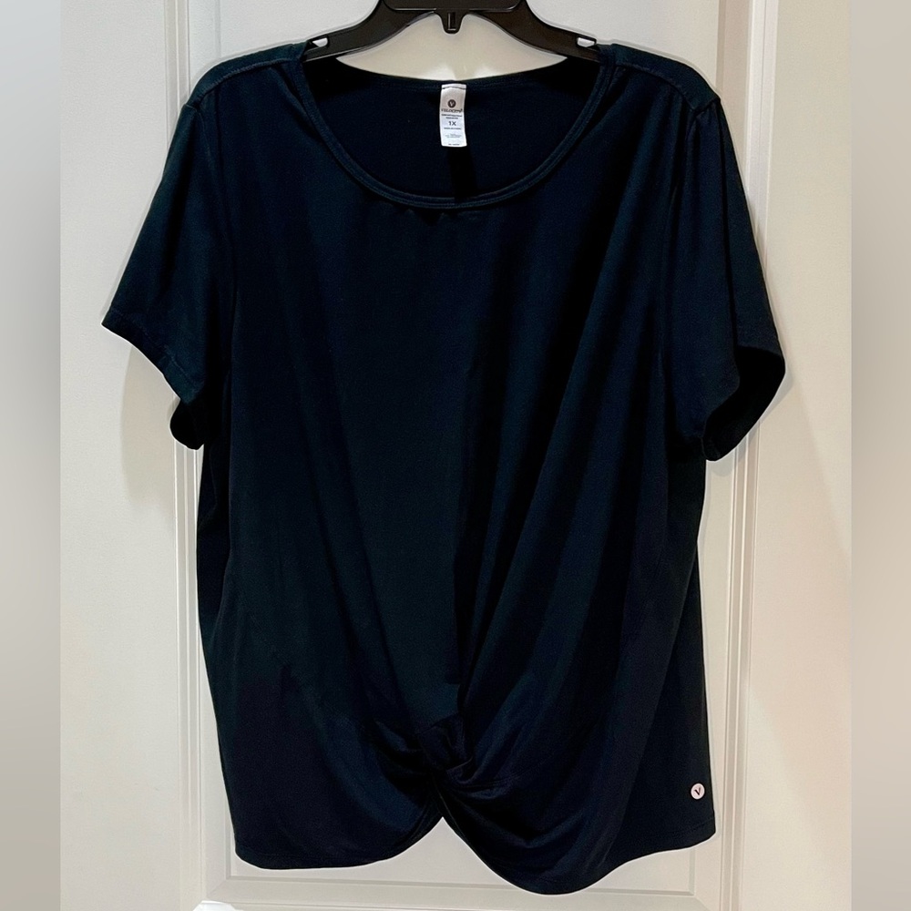 Velocity Black Short Sleeve T-Shirt with Stretch Twist Front Size 1X